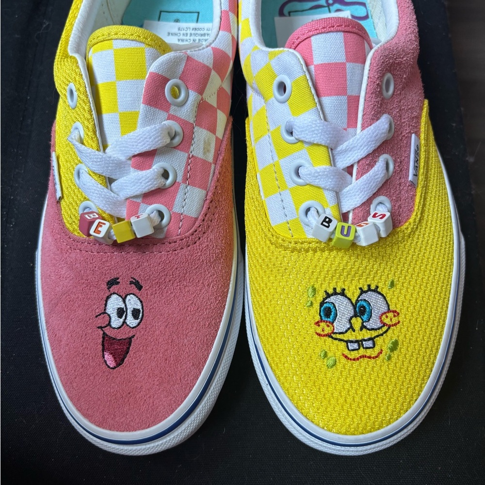 Vans Women's Pink and Yellow Character Sneakers